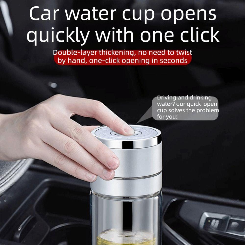 Sklenice na vodu s otevíráním jedním kliknutím Borosilikátové sklo Infuzní termoska Venkovní aktivity