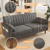 Modern 2-Seater Sofa In Chenille with Thick Seat Cushion, Tufted Backrest, 2 Armrest Cushions; Solid Wood Legs, Easy To Assemble, Light Grey