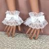1Pair Ruffled Wrist Cuffs Lace Maid Cosplay Bracelet Sweet Hand Sleeve  Lolita