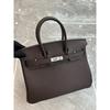 26 Genuine Leather Women's Bag Silver Buckle Lychee Pattern Top Layer Cowhide 25cm/30cm Manufacturer