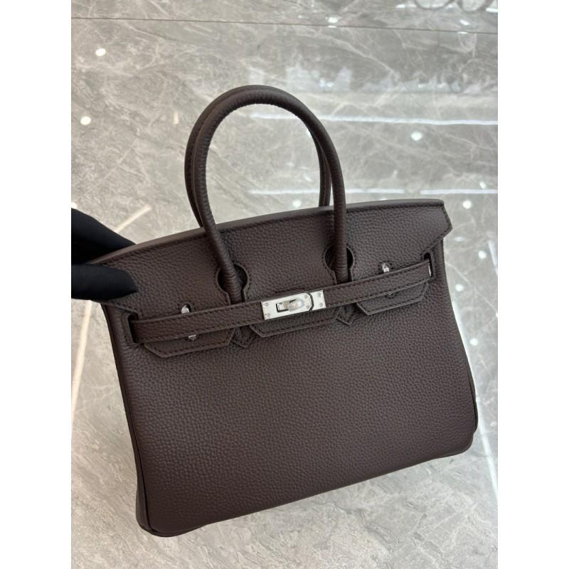 26 Genuine Leather Women's Bag Silver Buckle Lychee Pattern Top Layer Cowhide 25cm/30cm Manufacturer