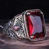 Fashion Luxury Red Geometry Crystal Ring For Women Elegant Engagement Party Rings Anniversary Gifts Wedding Jewelry Accessories