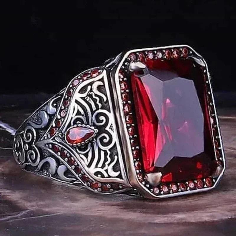 Fashion Luxury Red Geometry Crystal Ring For Women Elegant Engagement Party Rings Anniversary Gifts Wedding Jewelry Accessories