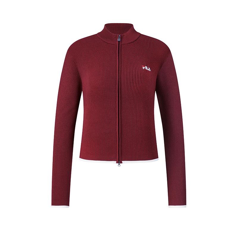 Fila Tennis Fashion Classic Simple Retro Sports Casual Comfortable Versatile Slim Knit Cardigan Women Outerwear Misty-Rose A11W613406FRD