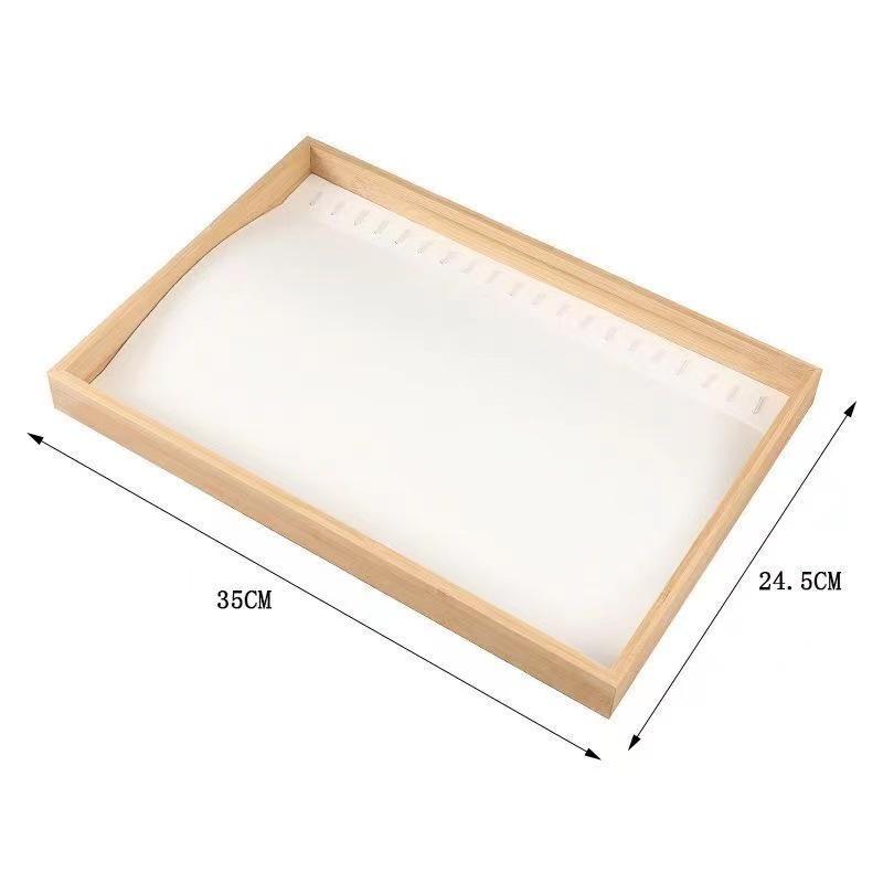 Bamboo & Wood Jewelry Display Tray - Necklace, Bracelet, and Stall Rack Organizer