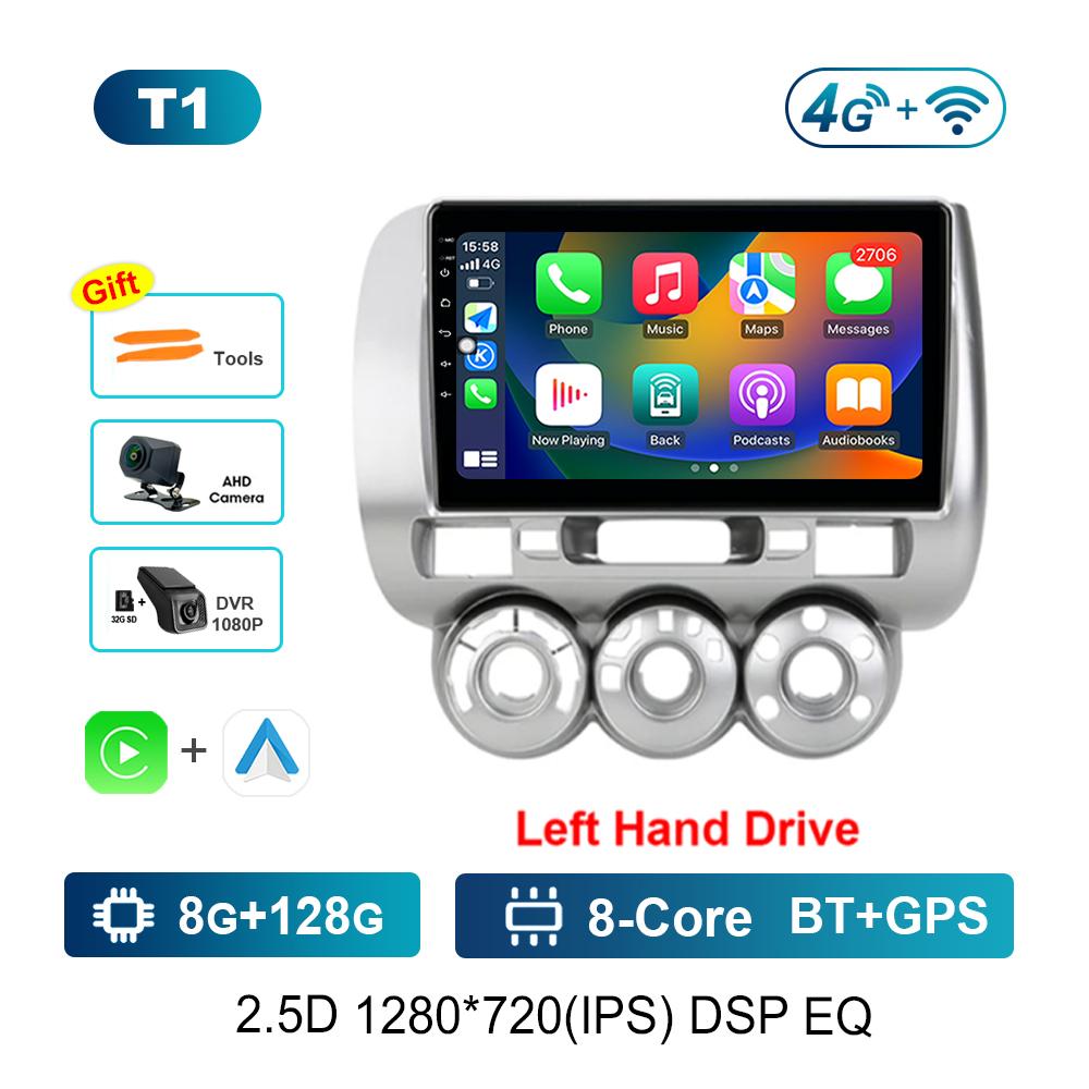 Left Hand Drive 9'' for Honda Jazz 1 GD 2001 - 2008 Car Radio Multimedia Player Android Intelligent System GPS Navi WiFi+4G BT