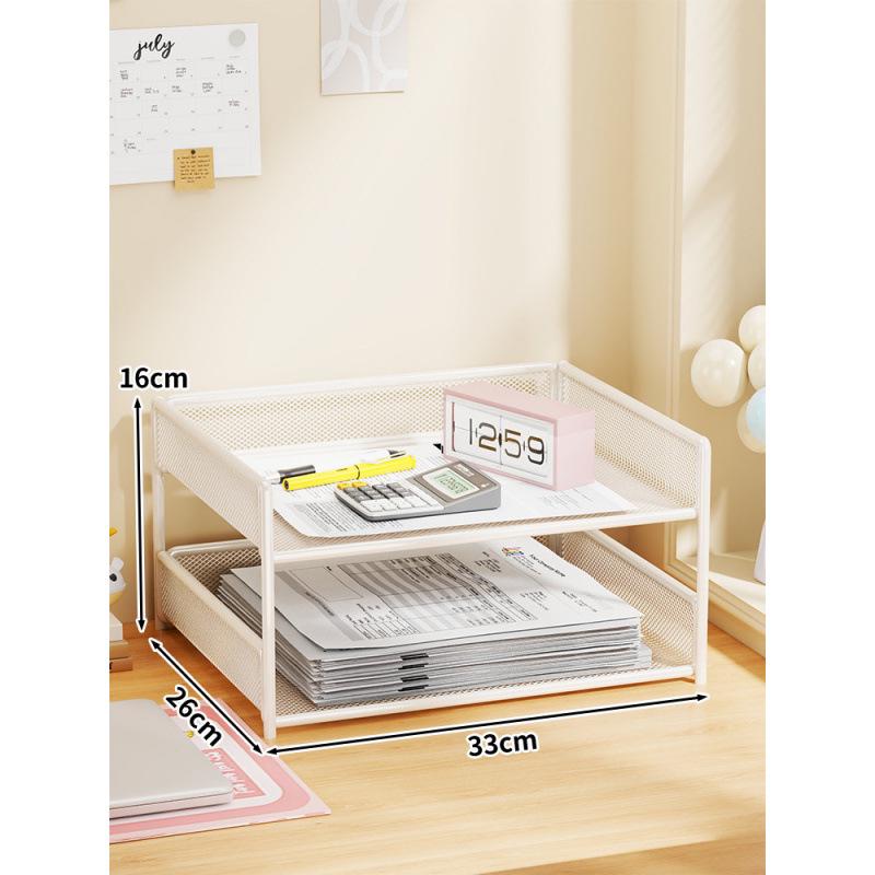 Multi-Layer File Organizer for Desktop: A4 Paper, Books, and Folder Storage Rack