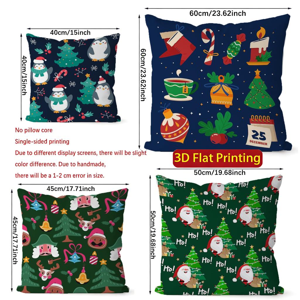 Christmas Cute Throw Pillow Covers Pattern Cushion Cover Suitable for Sofa Bedroom Car Pillow Cover