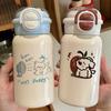 Leak Proof Double Drinking Water Cup Cartoon Iced Coffee Cup Drinkware Straw Bottle  Outdoor