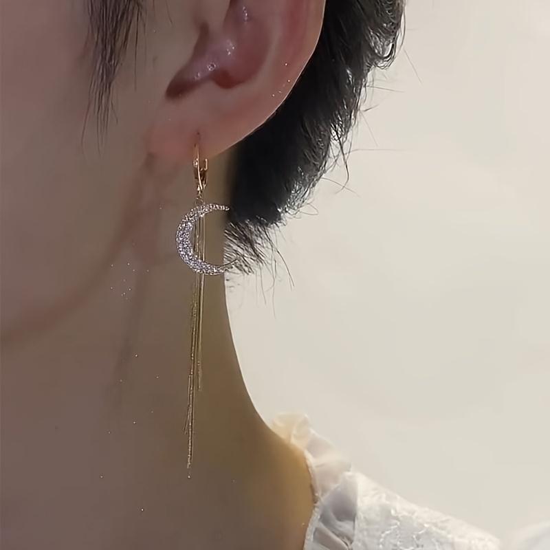 Elegantní asymetrické dlouhé visací náušnice, slitinový věnec, kámen data narození v prosinci, téma Mardi Gras, univerzální pro denní i sváteční nošení.