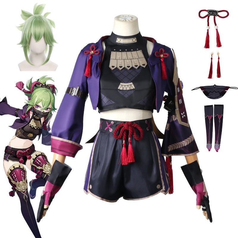 Game Kuki Shinobu Cosplay Costume Women Anime Outfit Wig Full Set Halloween Party Clothes