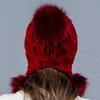 Women Knitted Cap Warm Woolen Hat with Plush Fuzzy Balls for Autumn Winter