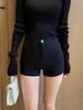High Waist Black Slim Summer Shorts - Sexy New Elastic Hip Peach Leggings 2024