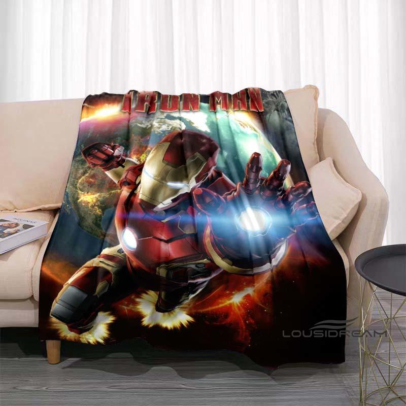 Available In Various Sizes, These Cartoon Iron Man Blankets Are Soft, Fluffy Flannel Blankets Perfect for Use On Sofas, In The 75X95CM