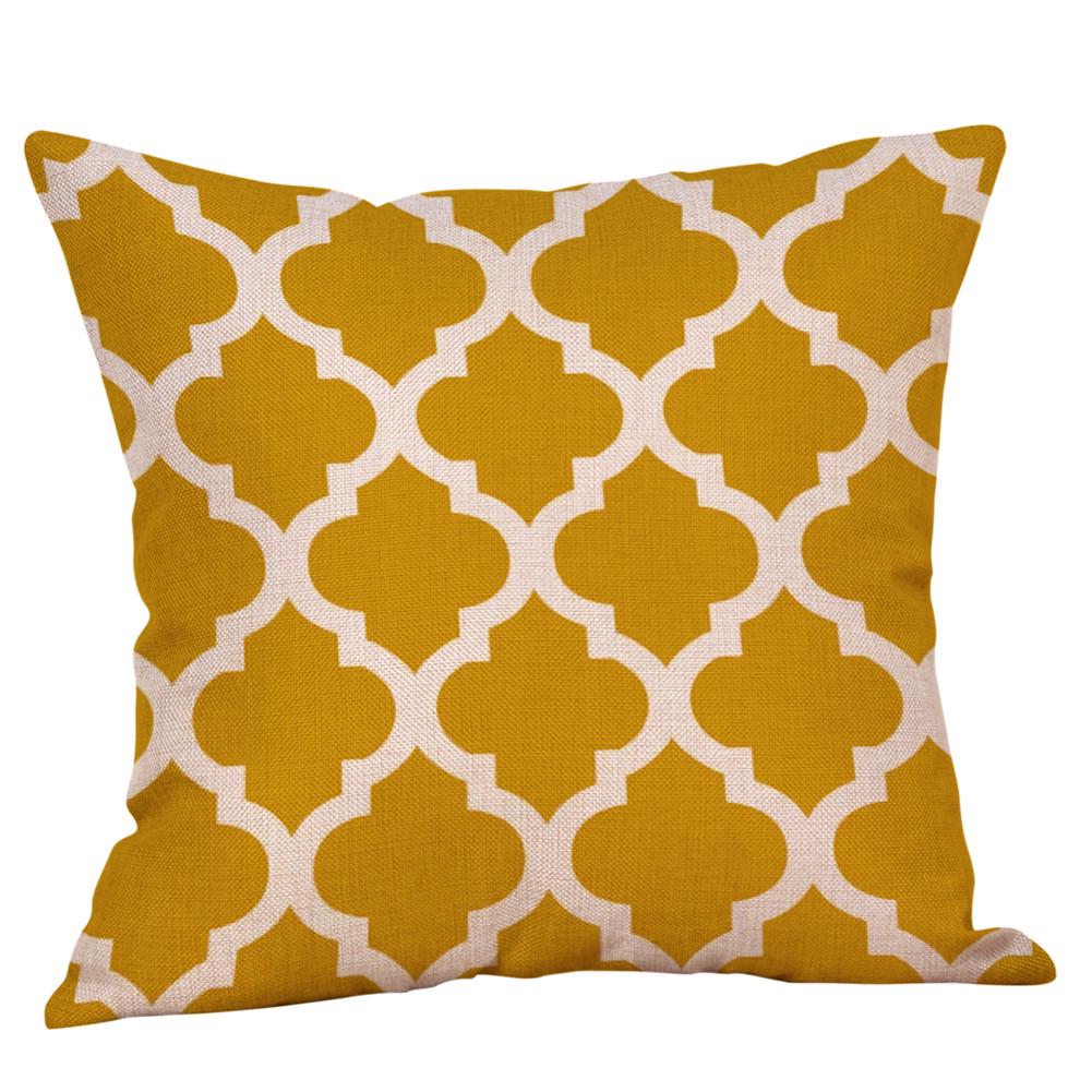 Mustard Pillow Case Yellow Geometric Fall Autumn Cushion Cover  Decorative