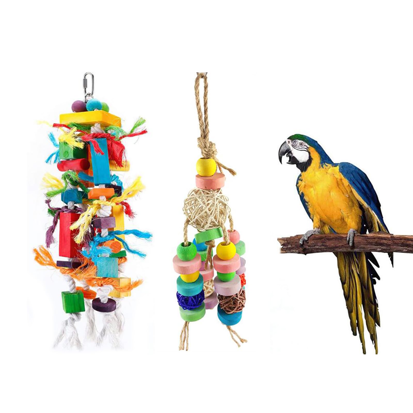 

YFFSFDC Parakeet Parrot Bird Stress Relief and Exercise Large Hanging Set of 2 Toys, Toys, Toys,
