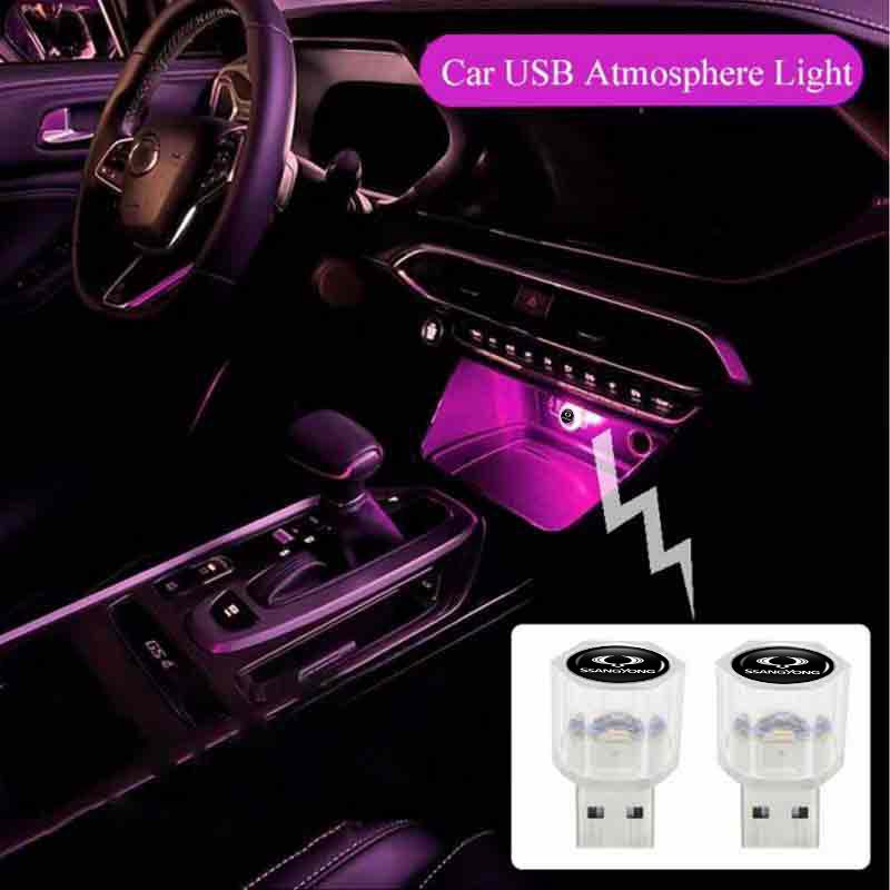 Car USB LED Ambient Light Atmosphere Lamps Colorful Night Light Auto Interior For SsangYong Actyon Korando Rexton Kyron Rodius