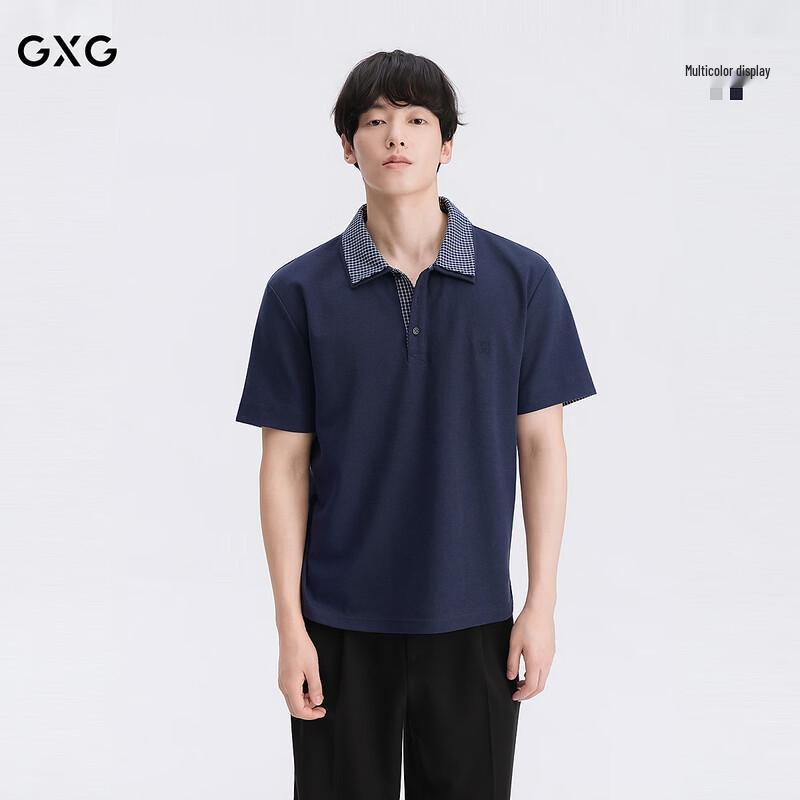 GXG Men s Retro Plaid Color-block Polo Shirt S