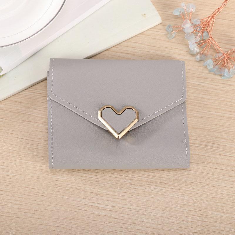 Heart-Shaped Tri-Fold Metal Wallet - Elegant & Versatile Women's Accessory