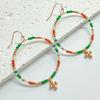 European and American Crystal Beaded Hoop Earrings – Versatile Color-Blocking Glass Christmas Fashion Accessory