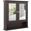 Bathroom Cabinet with Mirror Wall Cabinet with 2 Doors Open Shelf Adjustable Shelf 56x13x58 Cm Dark Brown