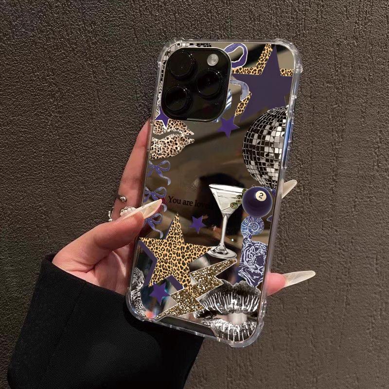 Rotating Lanterns Bowknot Pattern Mirror Acrylic Phone Case For iPhone 16 15 14 13 12 11 Pro Max X XR 7 8 Plus Shockproof Cover