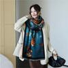 Butterfly Oil Painting Shawl Autumn and Winter New Literary and Fashionable Imitation Cashmere Scarf Women's Oversized Versatile Warm Thickened Scarf