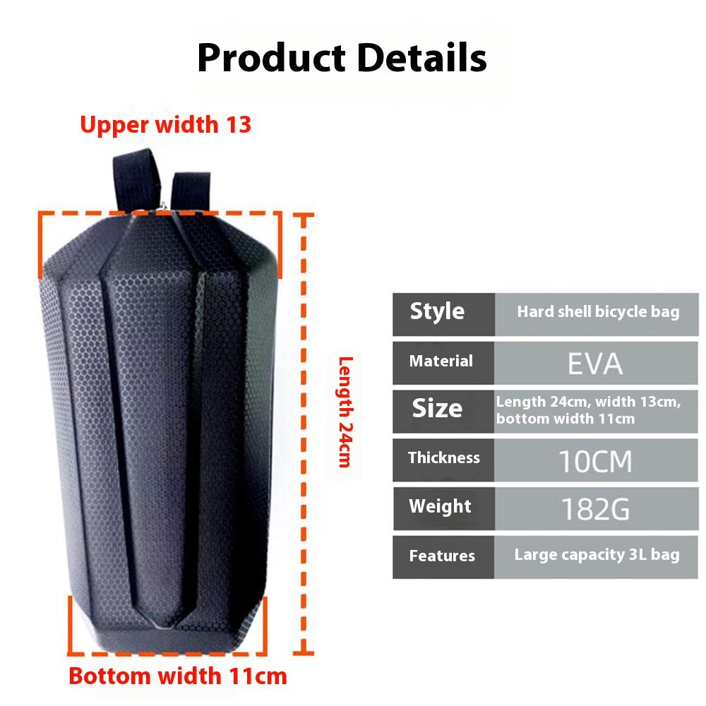 Universal 3L EVA Hard Shell Large Capacity Electric Scooter Bag Waterproof Folding Bike Frame Bag Quick Release Multifunctional