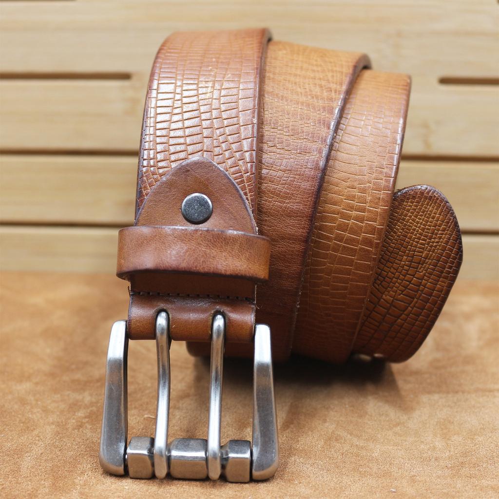 Retro Handmade Cowhide Belt, Men's Belt, Genuine Leather Casual Versatile Trousers Belt