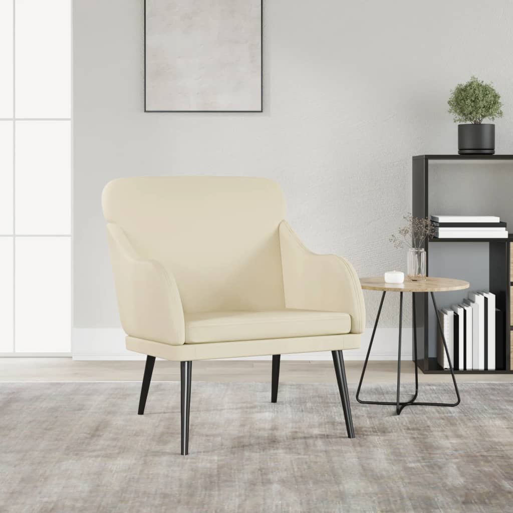 Cream Armchair 63 x 76 x 80 cm Artificial Leather