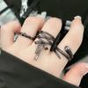 Retro Ballet Ribbon Bowknot Snake Ring Set For Women Copper Punk Gothic Open Ring Designer Creative Fashion Accessories