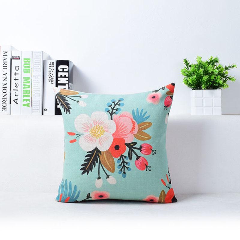 

New Flower Vivid Floral Plants Linen Pillow Case Decorative Cushion Cover 18 8