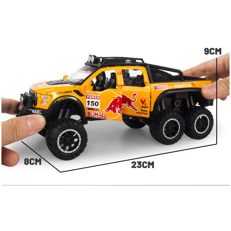 1/28 Ölçekli Ford Raptor F150 pres döküm model araç Oyuncak, Geri Çekin Oyuncak Araç Ses ve Işık ile Çocuklar için Yürümeye Başlayan Erkek Kız Hediye Koleksiyonu