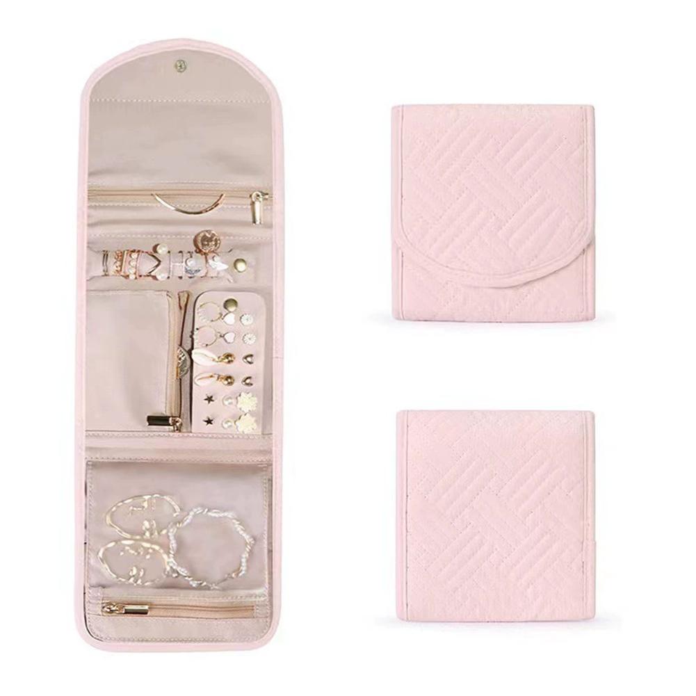 Foldable Travel Jewelry Bag Portable Necklace Earrings Rings Case Organizer Jewelry Storage Bag For Girls Journey Essentials