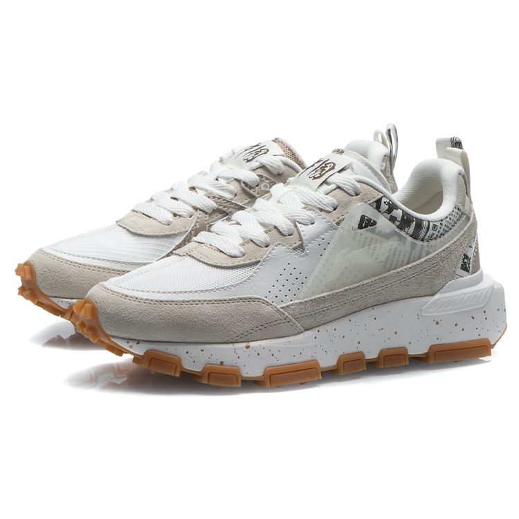 Li Ning Classic Rebound Cushioning Low Top Running Shoes Women sneakers White Gray AGCR286-1