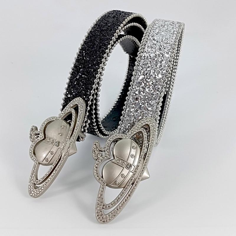 Eleganter PU-Ledergürtel für Damen mit Strassnieten, Herzschnalle, schimmernder schmaler Gürtel, lässige Taillenaccessoires