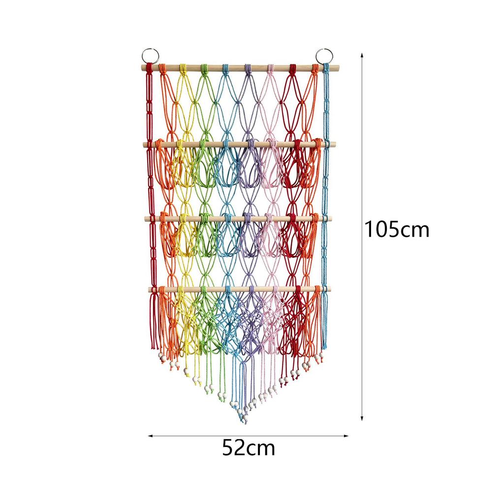 Stuffed Animal Net Macrame Stuffed Toy Net for Kids Bedroom Home Living Room Rainbow