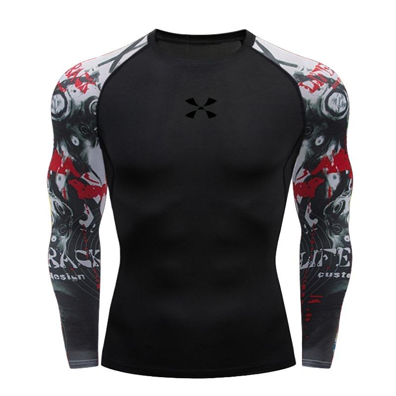 Men's Compression Gym Wear Swim T Shirt Wholesale Men Gym Wear Slim Fit Rash Guard Compression T Shirt