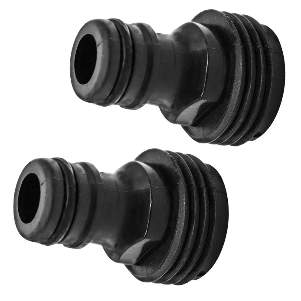 High Quality Practical Brand New Thread Connector Tap Adaptor 2 Pcs Black For Garden Water Hose Outer Threaded Plastic