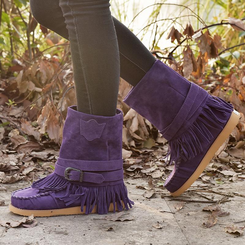 Autumn 2021 Women's Mid-Tube Flat Boots