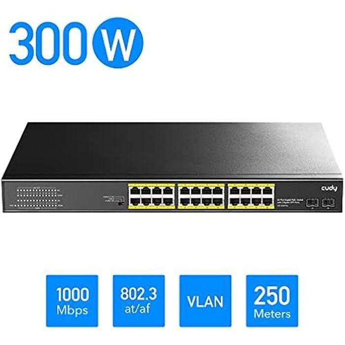 Switch - CUDY - GS1028PS2 - 24 Ports Gigabit PoE+ - 300W - 2 Ports SFP