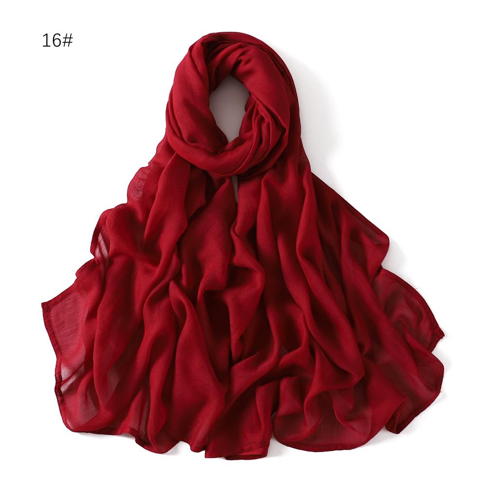 

100% Viscose Double Stitches Edge Scarf Hijab Femme Solid Color Long Shawl Muslim Foulard Headscarf Pashmina