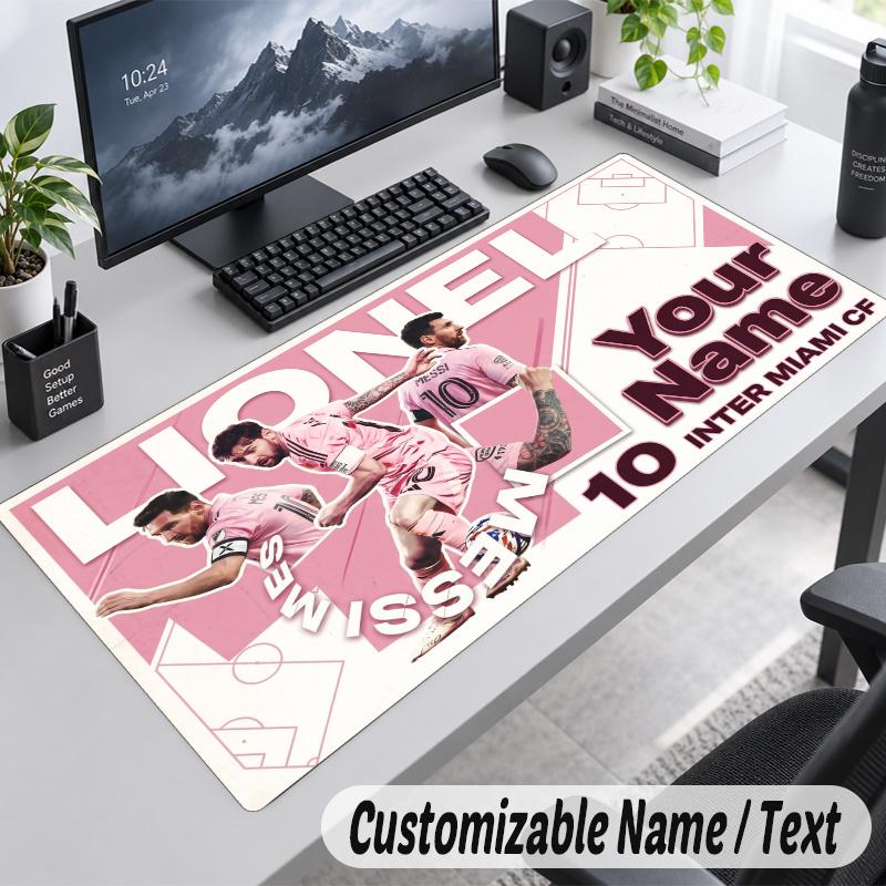 Lionel Messi Personalisiertes Großes Mauspadd Benutzerdefinierter Name Text Erweiterte Schreibtischmatte Gaming-Mauspad