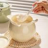 High-Temperature Resistant Ceramic Lard Storage Jar with Lid for Kitchen