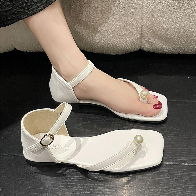 Roman Style Outdoor Pearl With Low Heels Open Toe Sandals for Women New Breathable The Best Chic and Elegant Woman Shoes