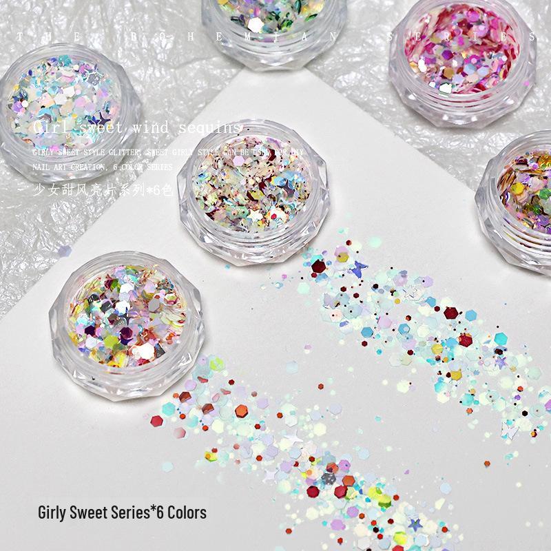 Sweet Glitter Nail Art: Hexagon Sequins Mix
