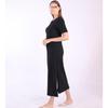 European and American fashion street photography personalized women's round neck high slit long loose T-shirt A-line dress