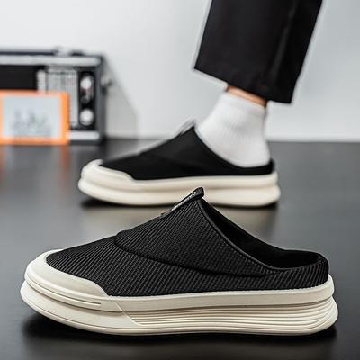 Men's Summer Outdoor Breathable Slip-On Backless Office Closed-Toe Slippers Athletic Sandals