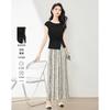 Irregular twisted round neck T-shirt wide leg pants two-piece set