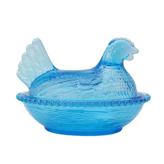 Блюдо в форме курицы Пищевой пластик Банка для конфет с крышкой Герметичный Пылезащитный контейнер для хранения Коробка для организации дома синий